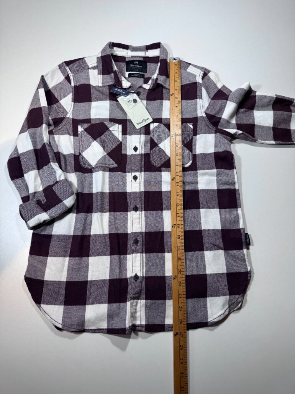 Wind River Burgundy Buffalo Plaid Button-Up Flannel Shirt NWT Small - Picture 5 of 14